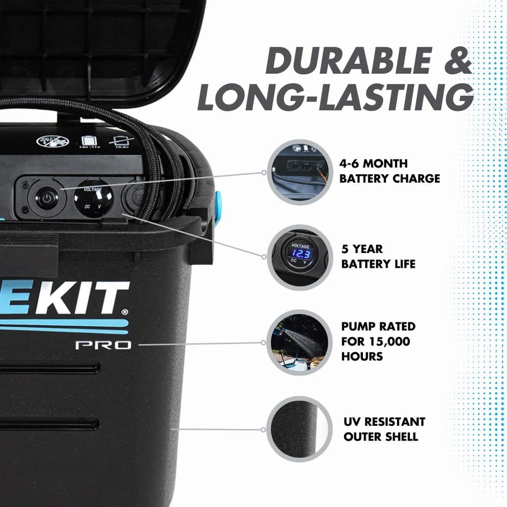 RinseKit PRO Portable Shower 3.5 Gal., High Pressure, Battery Powered, 6 Month Battery Life, Heating Options Available, Perfect for Camping, Beach, Van Life and More
