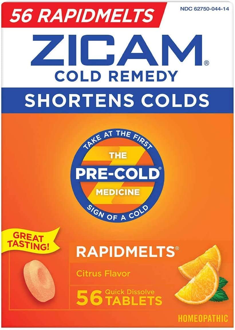 Zicam Zinc Cold Remedy RapidMelts,Citrus Flavor, Homeopathic, Cold Shortening Medicine, Shortens Cold Duration, 56 Count