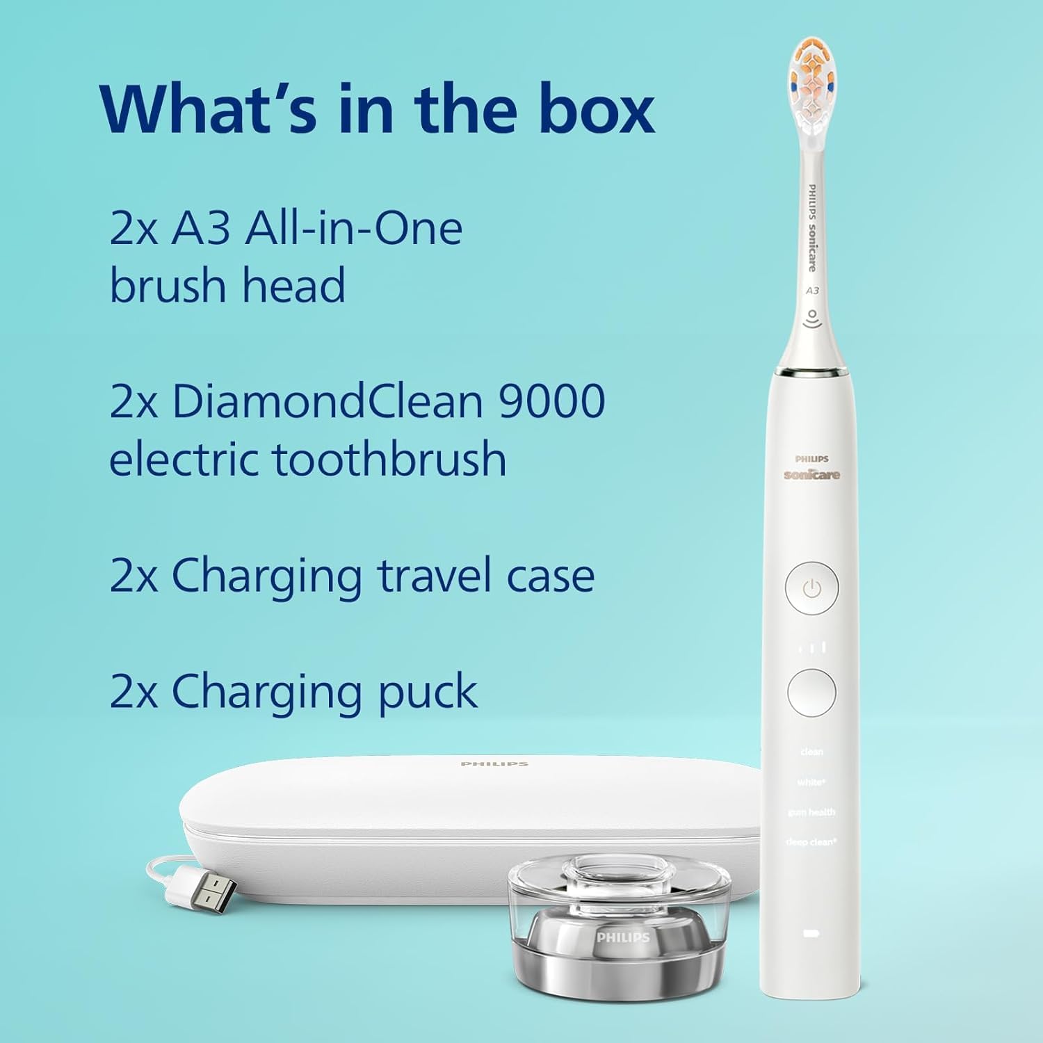 Philips Sonicare DiamondClean Connected Rechargeable Battery Powered Toothbrush 2-Pack Pink/White