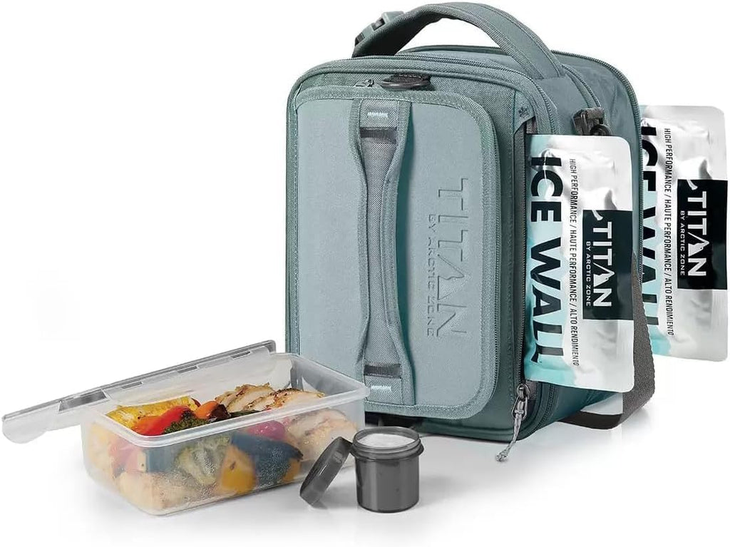 Titan by Arctic Zone Fridge Cold Expandable Lunch Box (Green/Grey)