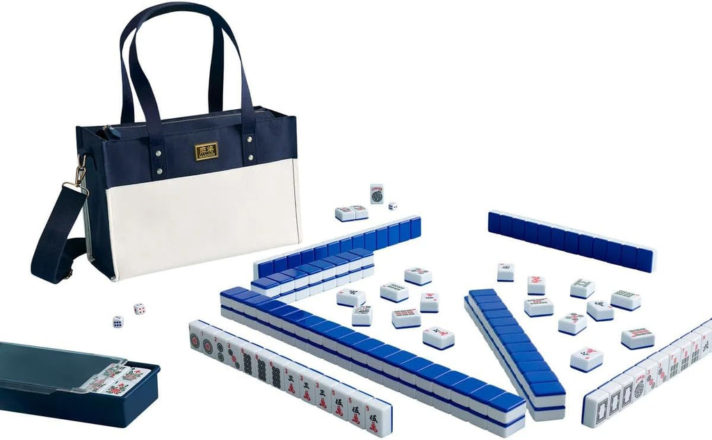 Premium Mahjong（麻将） Set with Tile Trays, Tote Bag, 166 Mahjong Tiles, and 3 Die