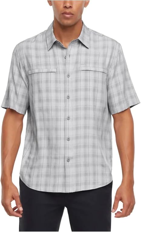 Orvis Men's UPF 30+ Quick Dry Moisture Wicking Button Up Short Sleeve Woven Tech Shirt with Pockets