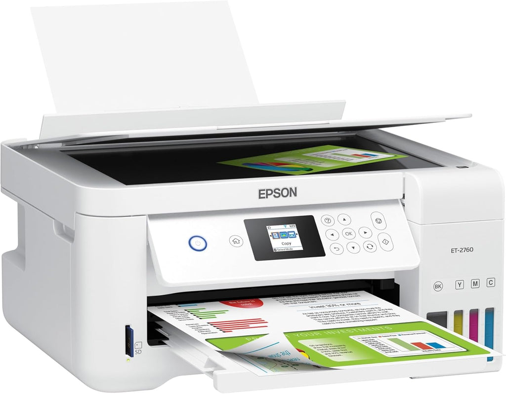 Epson EcoTank ET-2750 Wireless Color All-in-One Cartridge-Free Supertank Printer with Scanner, Copier and Ethernet, Regular
