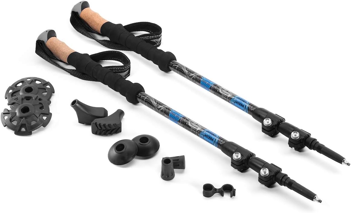 Cascade Mountain Tech Carbon Fiber Adjustable Trekking Poles 2 Pack - Lightweight Quick Lock Walking or Hiking Stick - 1 Pair