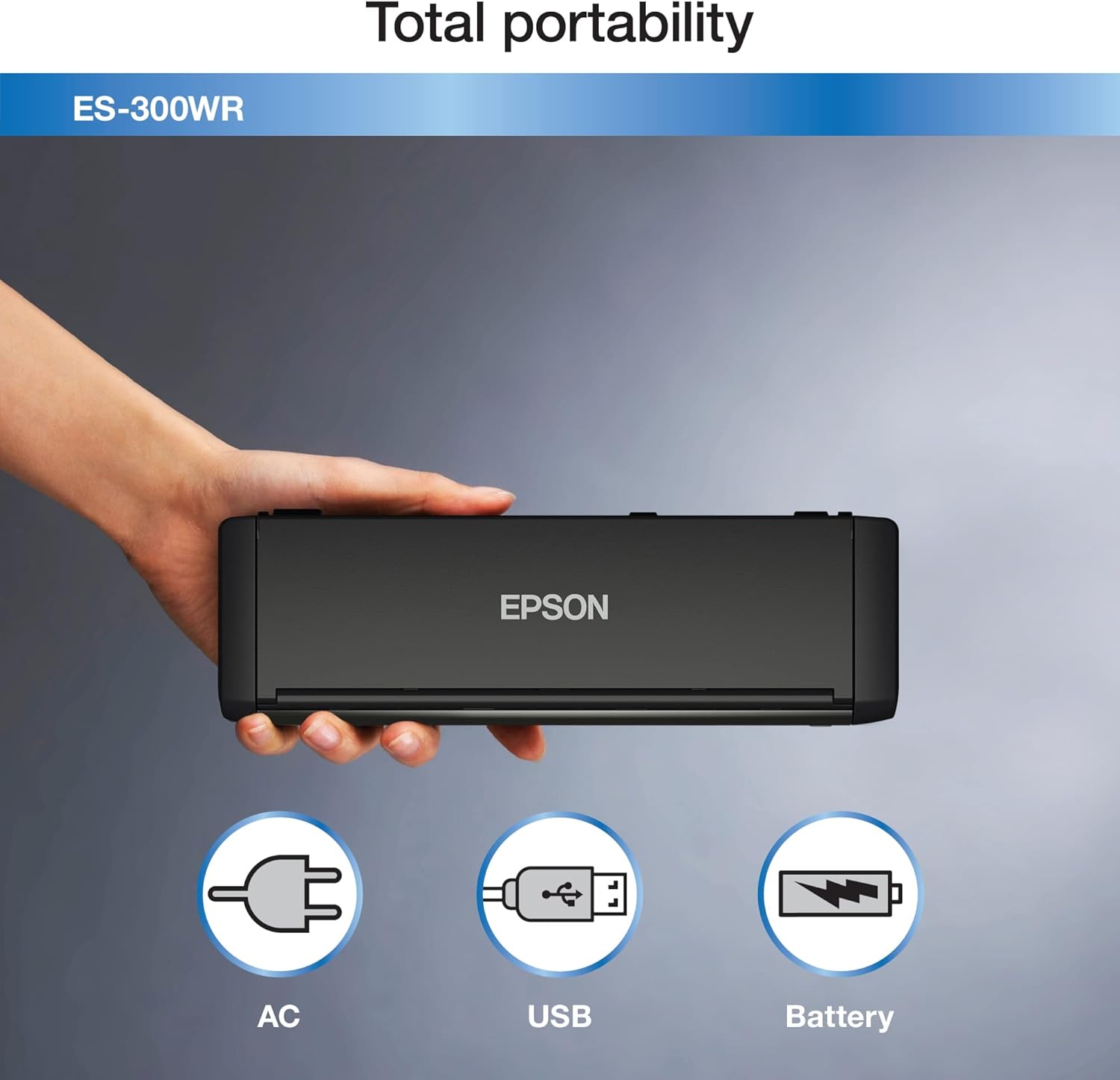 Epson ES-300WR Wireless Color Portable Duplex Document Scanner Accounting Edition for PC and Mac Auto Doc Feeder (ADF)