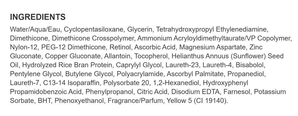 List of ingredients on a product label