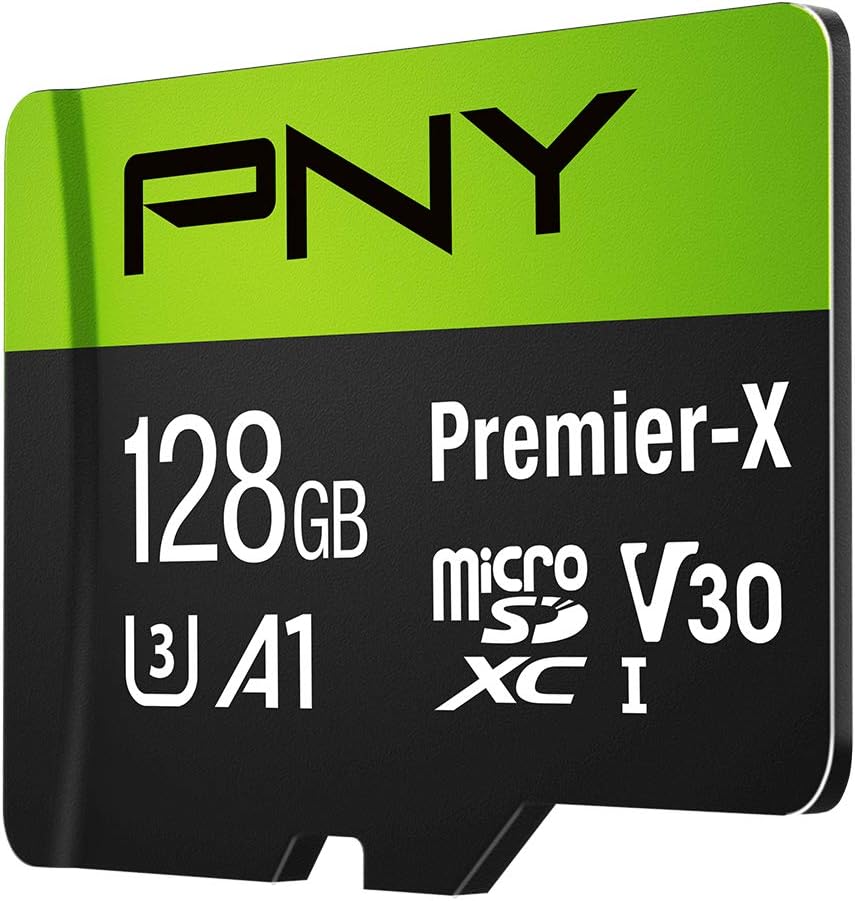 PNY 128GB Premier-X Class 10 U3 V30 microSDXC Flash Memory Card - 100MB/s, Class 10, U3, V30, A1, 4K UHD, Full HD, UHS-I, Micro SD