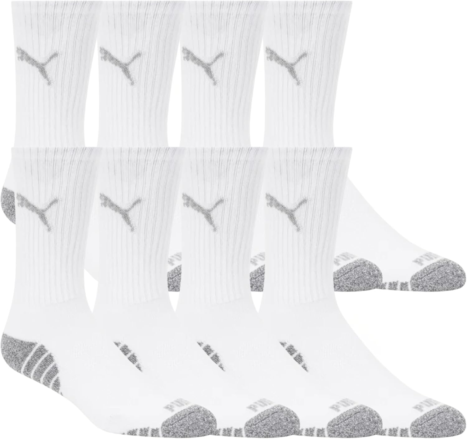 Puma Drycell Men's Crew Socks, White, 8 Pairs, Fits Shoe Sizes 6-12