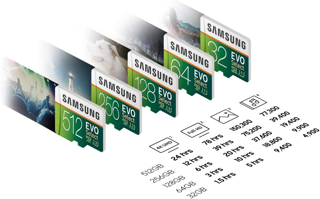 Samsung EVO Select 64GB microSDXC UHS-I U1 100MB/s Full HD & 4K UHD Memory Card with Adapter (MB-ME64HA)