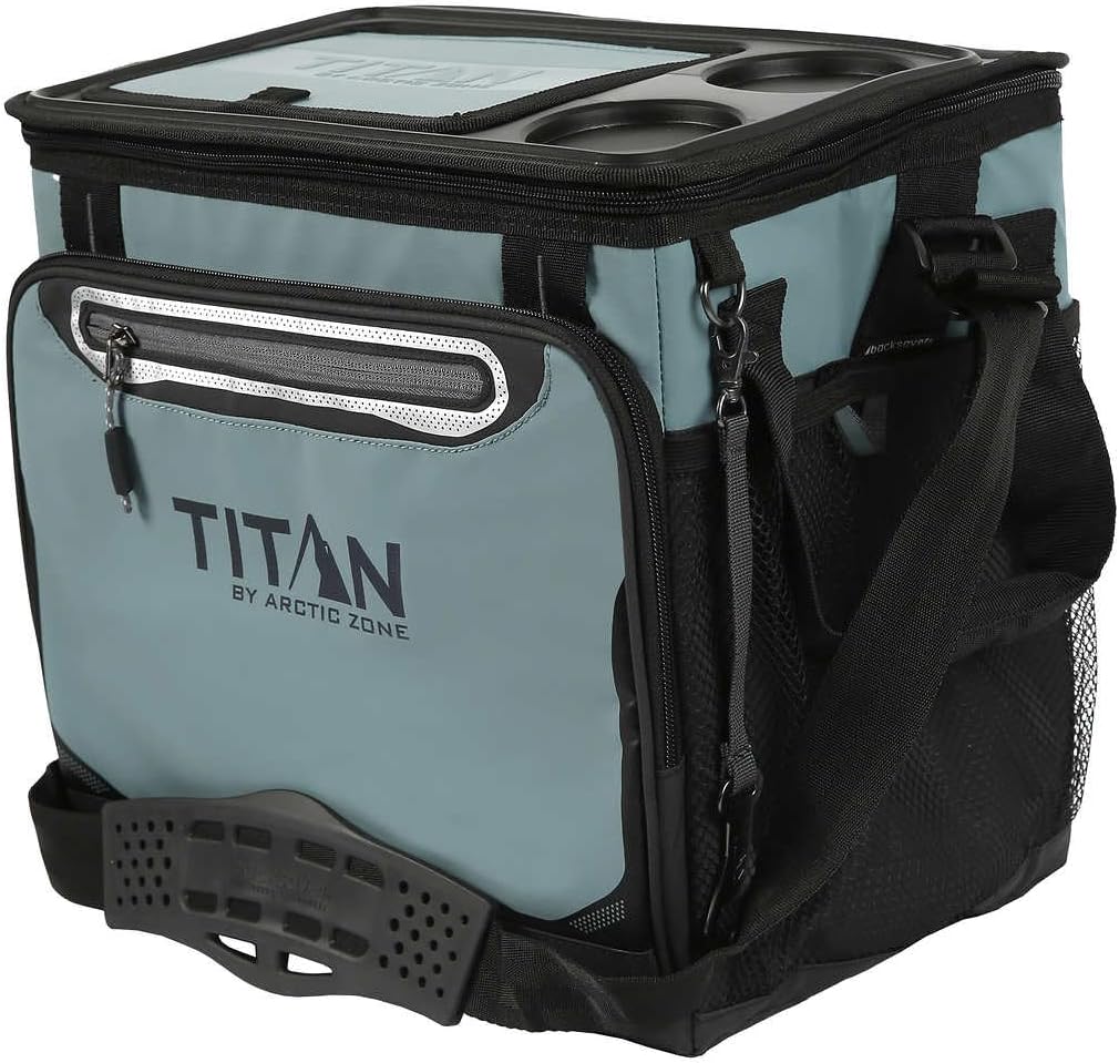 Titan Arctic Zone - Insulated Leak-Proof Collapsible Cooler Bag, Holds 40 Cans, Teal, Blue