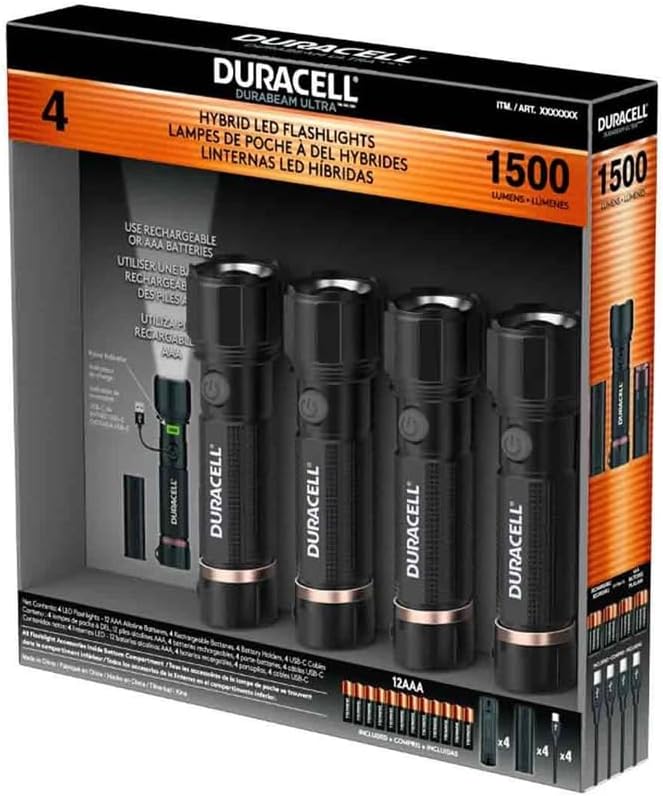 Duracell Hybrid Led Flashlights, 4 pack