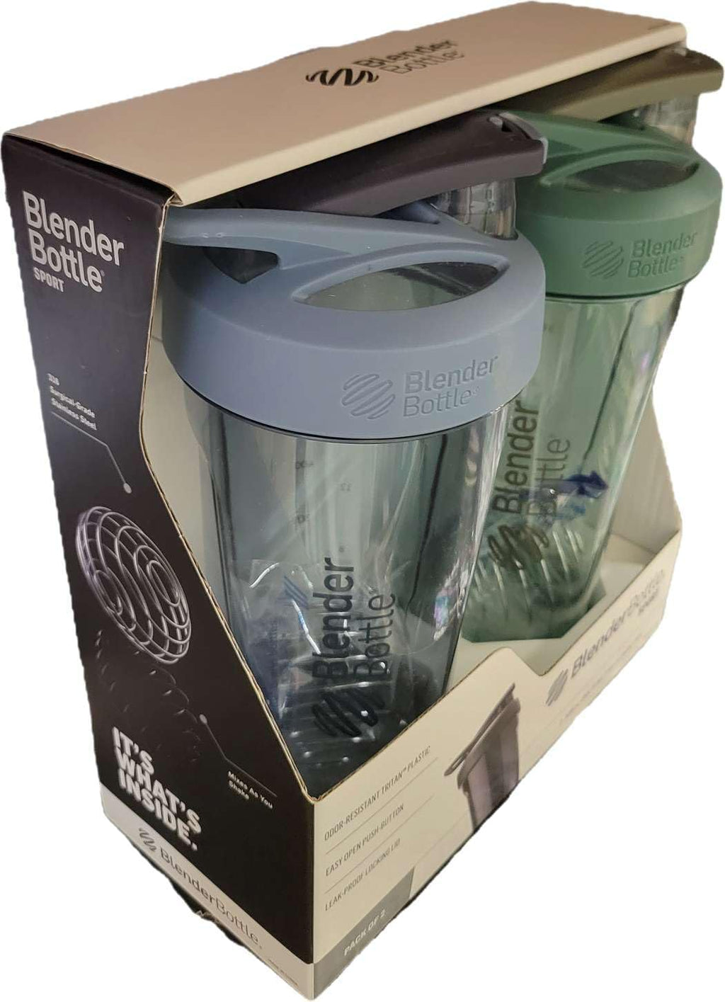 BlenderBottle Sport Shaker Bottle with Wire Whisk, 28-Ounce, Navy – Protein Shakes & Hydration for Athletes & Fitness Enthusiasts, Easy Mixing, Lockable Lid | 2-pack (Blue, Green)