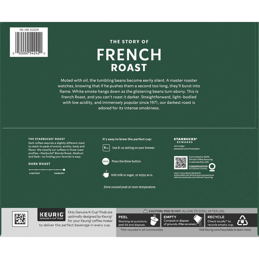 Starbucks French Roast K-Cups for Keurig, Dark Roast - 144 Count