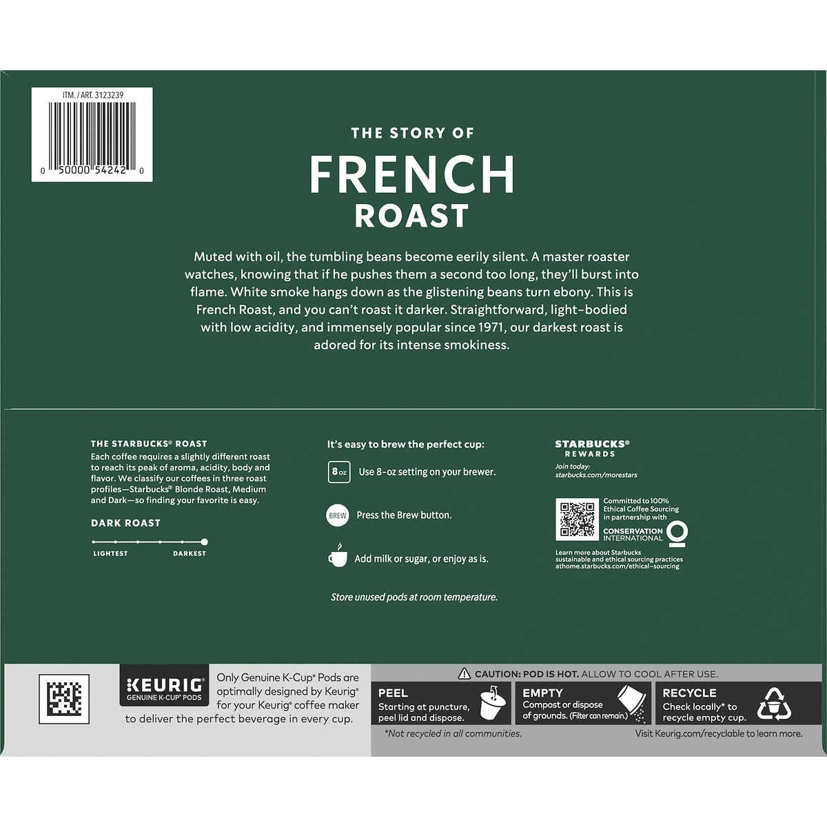 Starbucks French Roast K-Cups for Keurig, Dark Roast - 144 Count