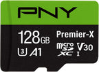 PNY 128GB Premier-X Class 10 U3 V30 microSDXC Flash Memory Card - 100MB/s, Class 10, U3, V30, A1, 4K UHD, Full HD, UHS-I, Micro SD