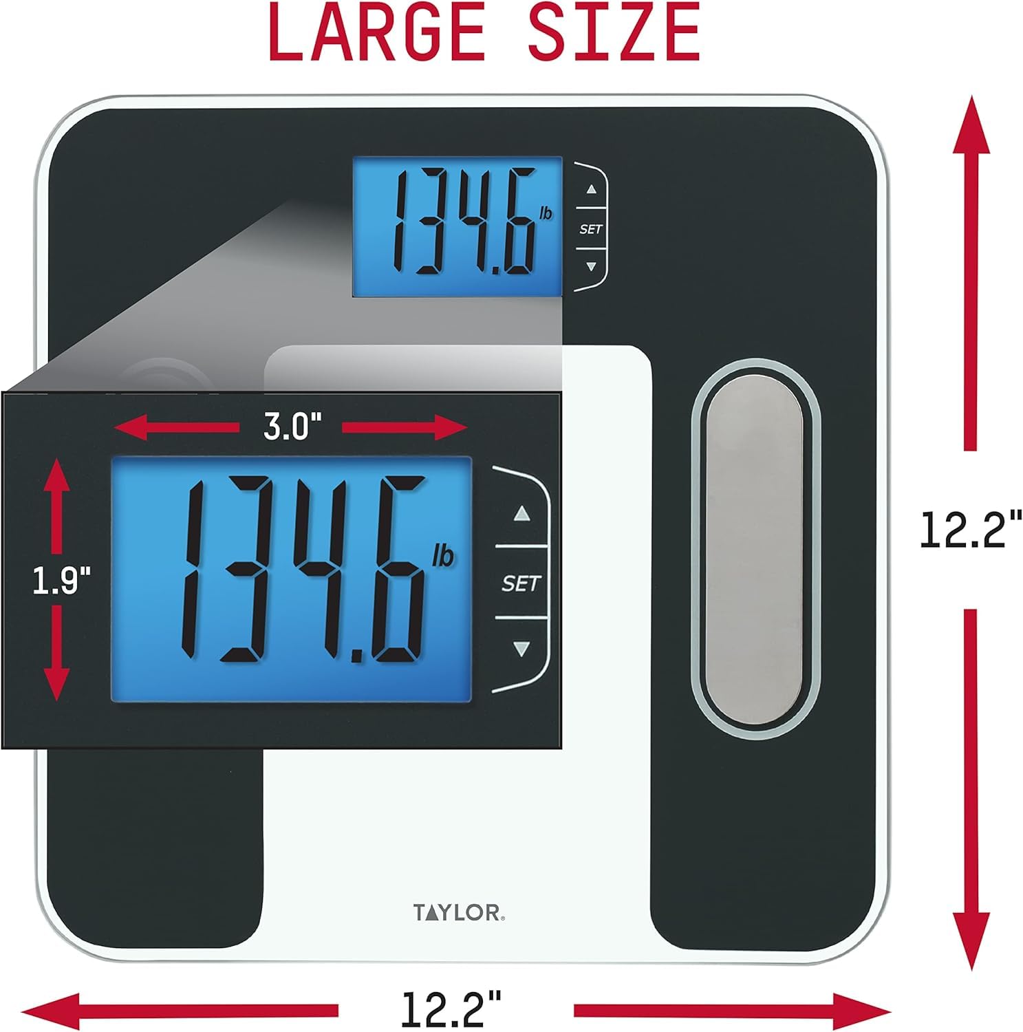 Taylor Smart Body Composition Scale, Bathroom Scale for Body Weight, Measures Body Fat, Body Water, Muscle Mass and BMI, 10-User Recognition, 440 lb Capacity