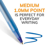 BIC GSM609BE Round Stic Ballpoint Pen,Med. Pt,Value Pk,60/BX,Frost/BE Ink