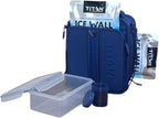 Titan by Arctic Zone Expandable Lunch Box – Insulated, Crush-Resistant Cooler with 2 Ice Walls & Leak-Proof Lining – Meal Prep Bag with Strap & Container for Work & Travel | Black (Navy Blue)
