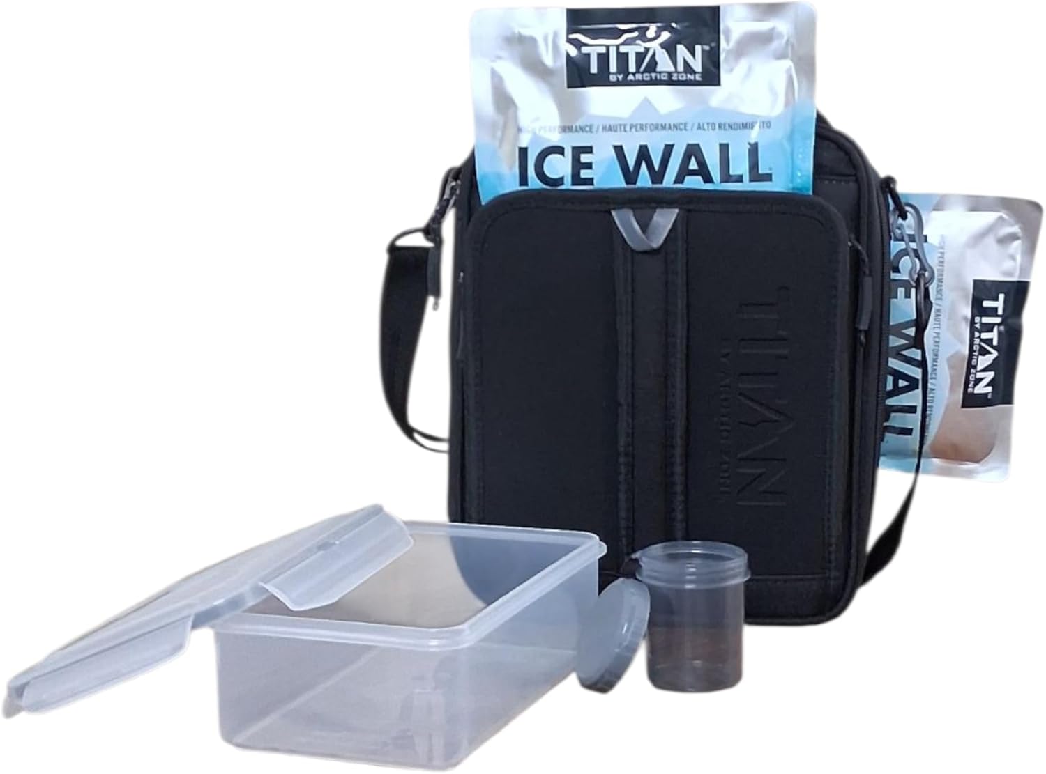 Titan by Arctic Zone Expandable Lunch Box – Insulated, Crush-Resistant Cooler with 2 Ice Walls & Leak-Proof Lining – Meal Prep Bag with Strap & Container for Work & Travel | Black (Black)