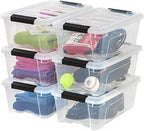 iris Buckle Up Storage Box, 12.9 Quart, Clear, 4 Count