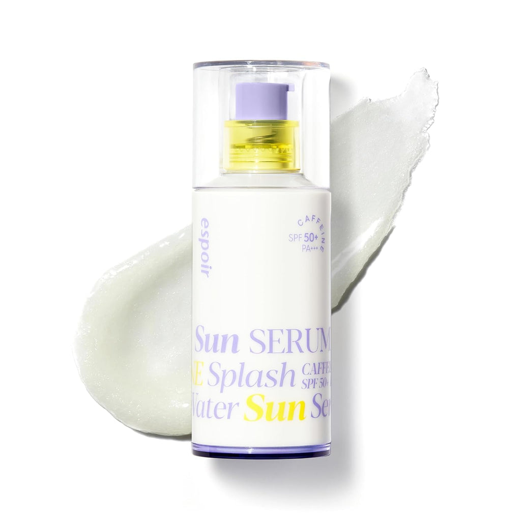 Espoir Water Splash Sun Serum SPF50+│3,000ppm Caffeine for Reducing Puffiness, Enhancing Skin Elasticity, Non-Oily Hydrating Sunscreen,Vegan,Beach Essentials, Clear Sunscreen, 2 pk,1.69 Fl Oz. x 2 ea