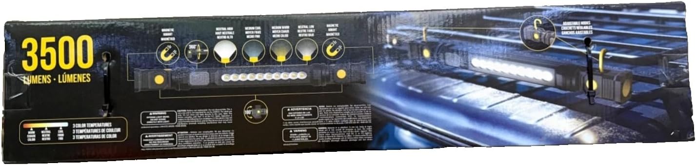 LED light bar with specifications on a black background