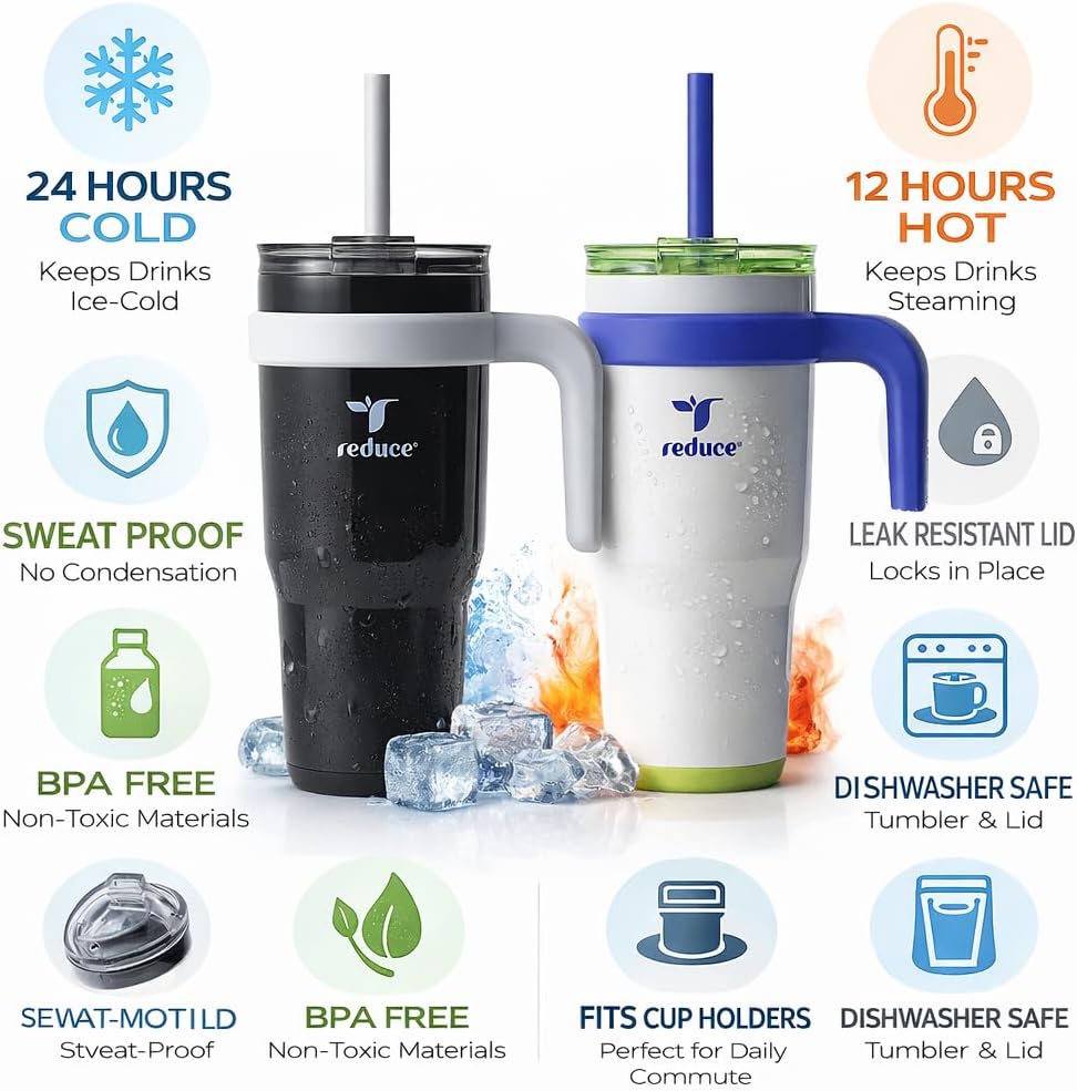 REDUCE 24 oz. Cold1 Tumbler, 2-Pack (Black & whitish)