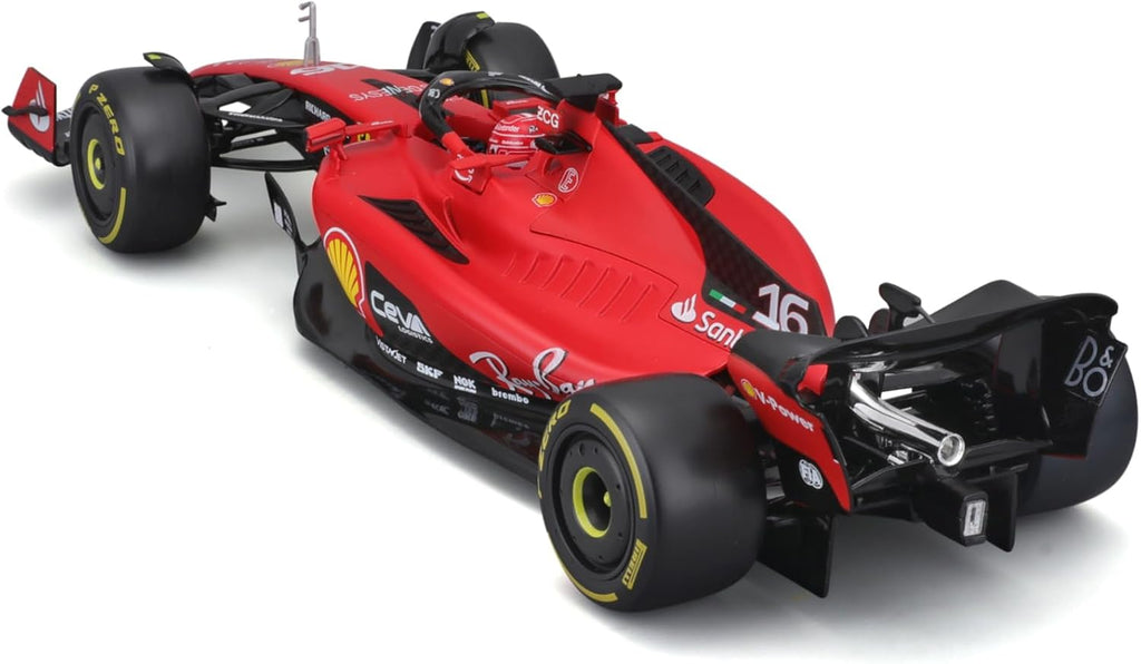 May Cheong B18-16812L Bburago Formula 1 Ferrari SF-23 Leclerc with Helmet 2023 Die Cast Car, Red