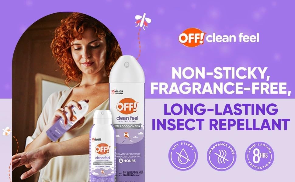 OFF! Clean Feel Insect Repellent Aerosol, Bug Spray, Long-Lasting DEET-Free Protection from Mosquitoes, Fragrance-Free Pest Control for Ticks & Flies, Camping, (2) 7.5 oz (1) 2.5 oz, Total 17.5 oz