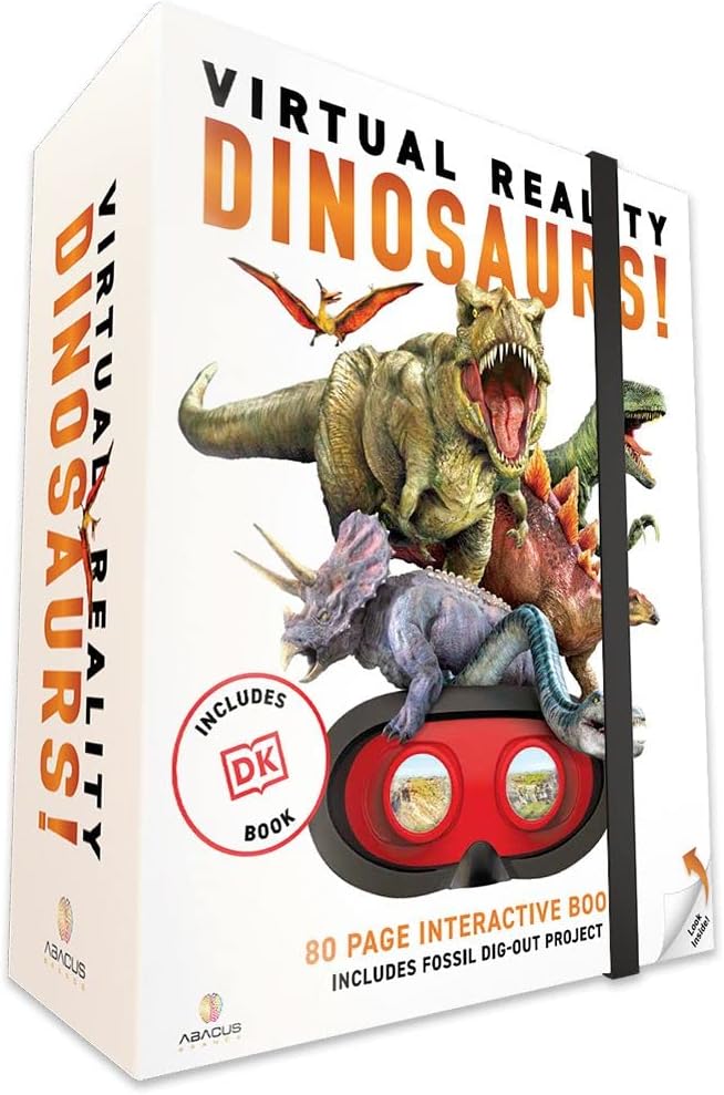 Abacus Brands Virtual Reality Dinosaurs Gift Box - Illustrated Interactive VR Book and STEM Learning Activity Set - for Ages 8 and Up