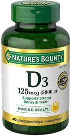 Nature's Bounty Immune Health Vitamin D3 5000 iu, Rapid Release 400 Softgels