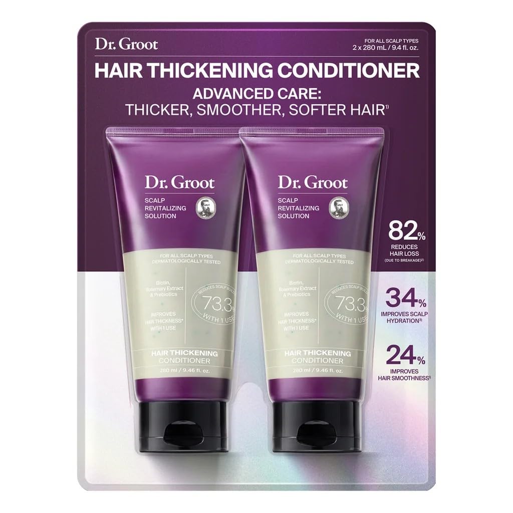 Dr. Groot Hair Thickening Conditioner | Reduces Hair Loss, Improves Scalp Hydration, Improves Hair Smoothness | Biotin, Rosemary Extract & Prebiotics | 2-pack, total 18.8 fl oz
