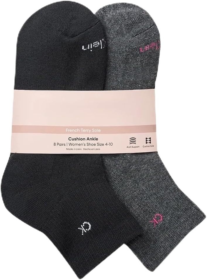 CK High Quarter Socks for Women – 8 Pair Cushioned Ankle Socks – High Quarter Cut, Comfort Design, French Terry Sole (4-10)