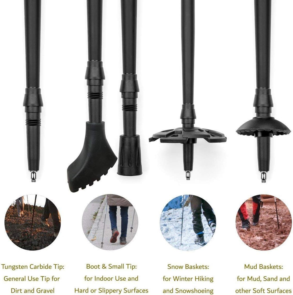 Cascade Mountain Tech Carbon Fiber Adjustable Trekking Poles 2 Pack - Lightweight Quick Lock Walking or Hiking Stick - 1 Pair
