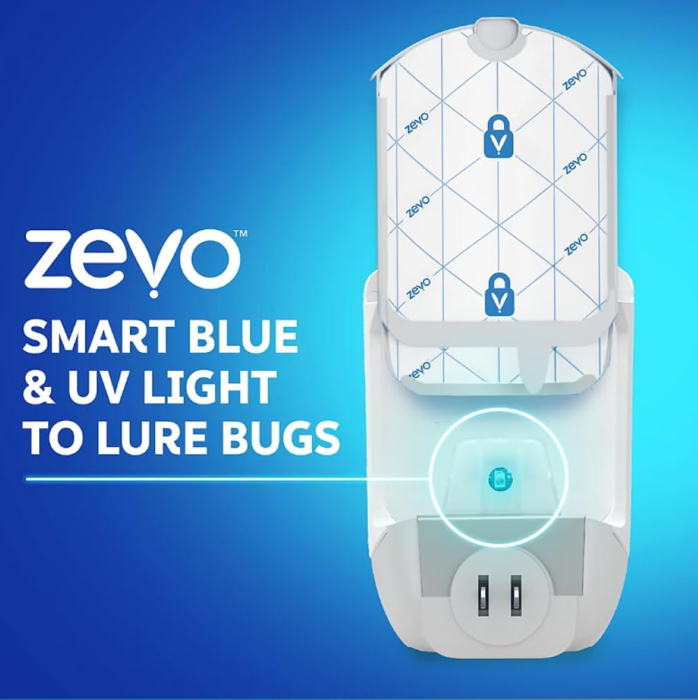 Zevo MAX Bug Catcher & Fly Trap for Indoor- Flying Insect Trap for Gnat, House & Fruit Flies - Use in Any Room - No-Mess Disposal (2 Device & 6 Cartridges)