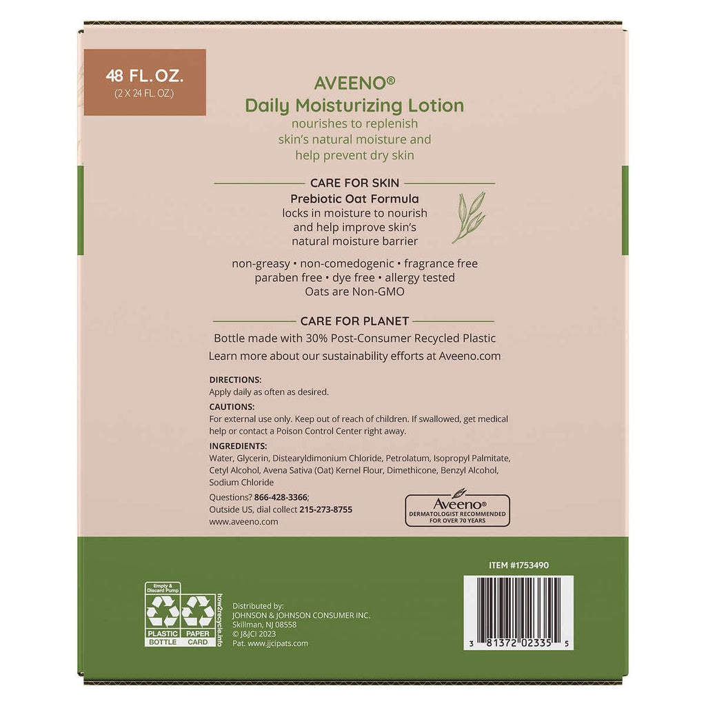 Aveeno Daily Moisturizing Body Lotion for Dry Skin, (2x24 FL. OZ (48 FL. OZ.)