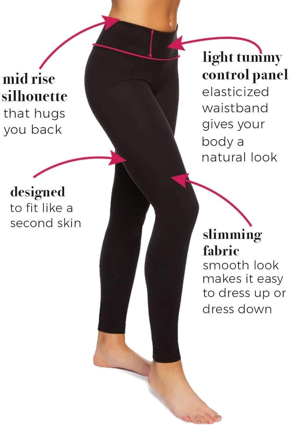 Felina Sueded Athleisure Performance Legging (2-Pack) Womens Leggings w/Slimming Waist Band Style: C3690RT (X-Large, Black)
