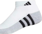Adidas Performance Aeroready Cushioned Low Cut Socks for Men and Women, Men's Shoe Size 6-12, White - Gray with Blue/Black Stripes (6 pairs Total)
