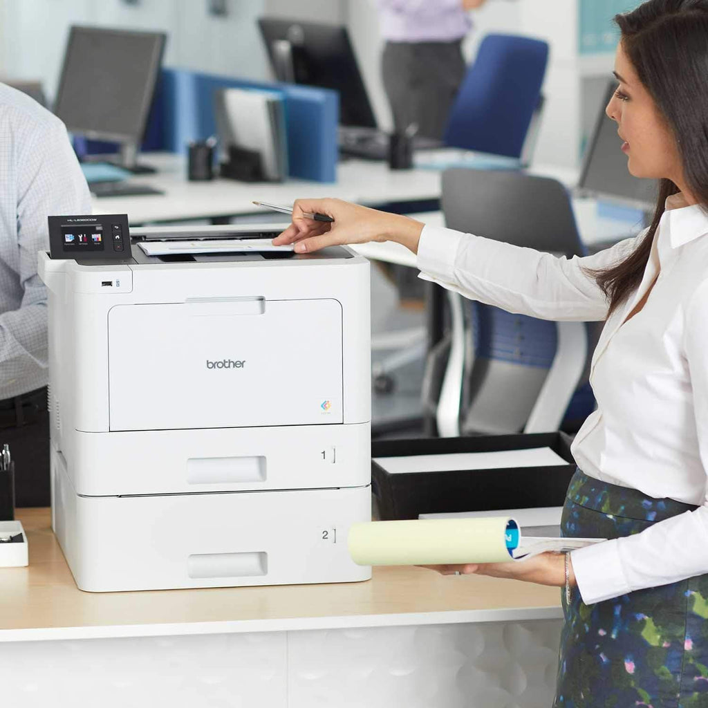 Brother Business Color Laser Printer, HLL8360CDWT, Wireless Networking, Automatic Duplex Printing with Lower Paper Tray,Works with Alexa, White