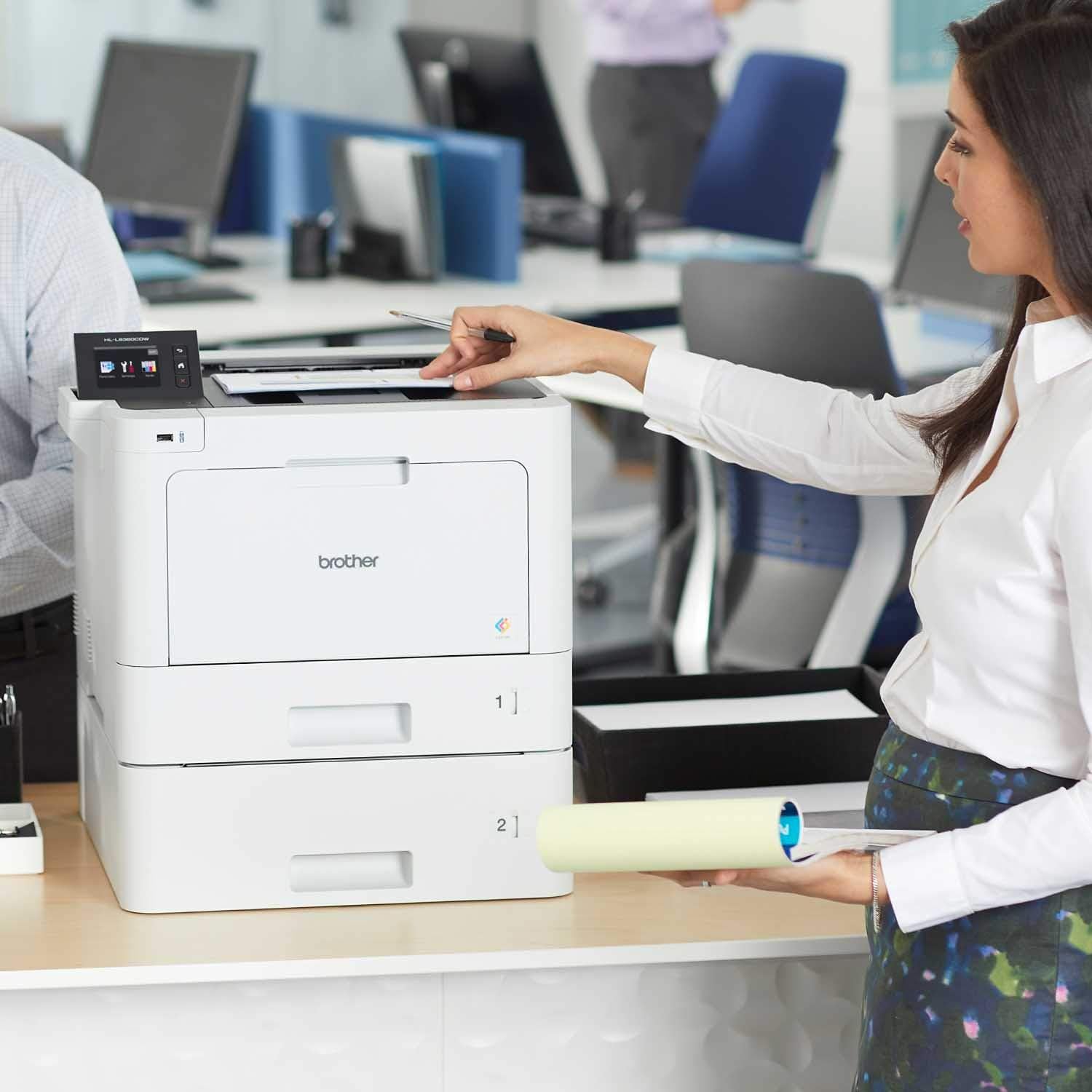 Brother Business Color Laser Printer, HLL8360CDWT, Wireless Networking, Automatic Duplex Printing with Lower Paper Tray,Works with Alexa, White
