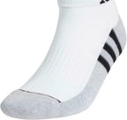 Adidas Performance Aeroready Cushioned Low Cut Socks for Men and Women, Men's Shoe Size 6-12, White - Gray with Blue/Black Stripes (6 pairs Total)