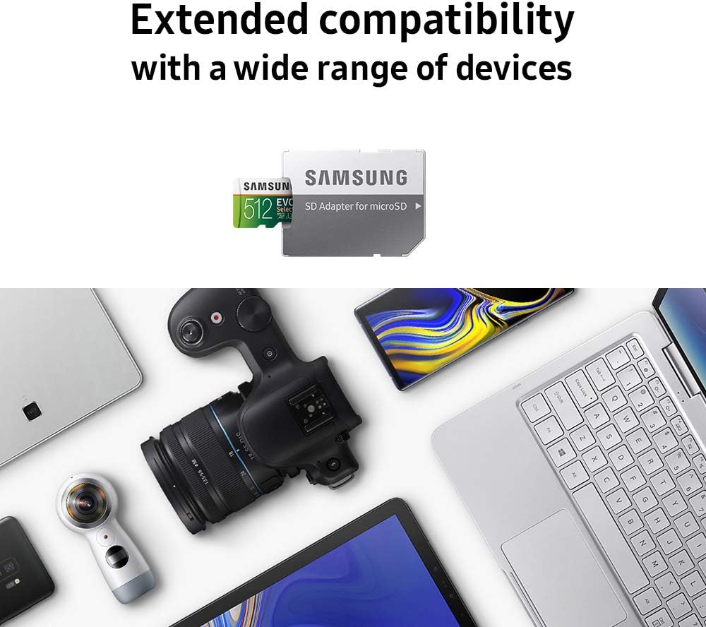 SAMSUNG (MB-ME256GA/AM) 256GB 100MB/s (U3) MicroSDXC EVO Select Memory Card with Full-Size Adapter