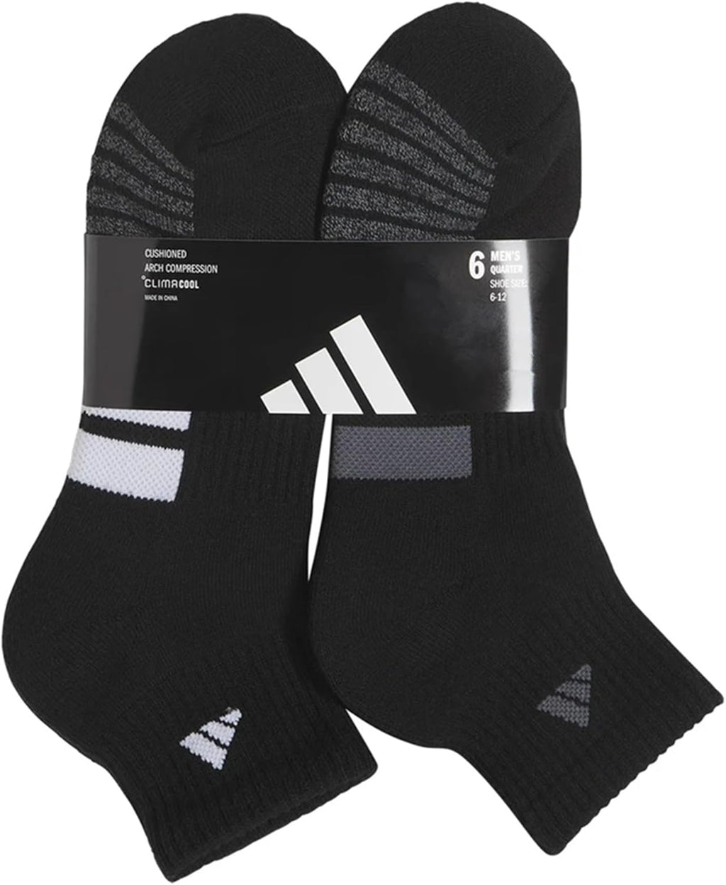 adidas Mens Cushioned Quarter Ankle Socks (6-Pair Pack)
