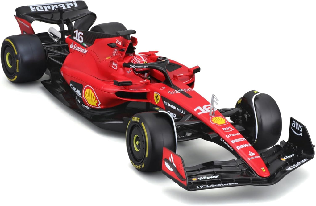 May Cheong B18-16812L Bburago Formula 1 Ferrari SF-23 Leclerc with Helmet 2023 Die Cast Car, Red
