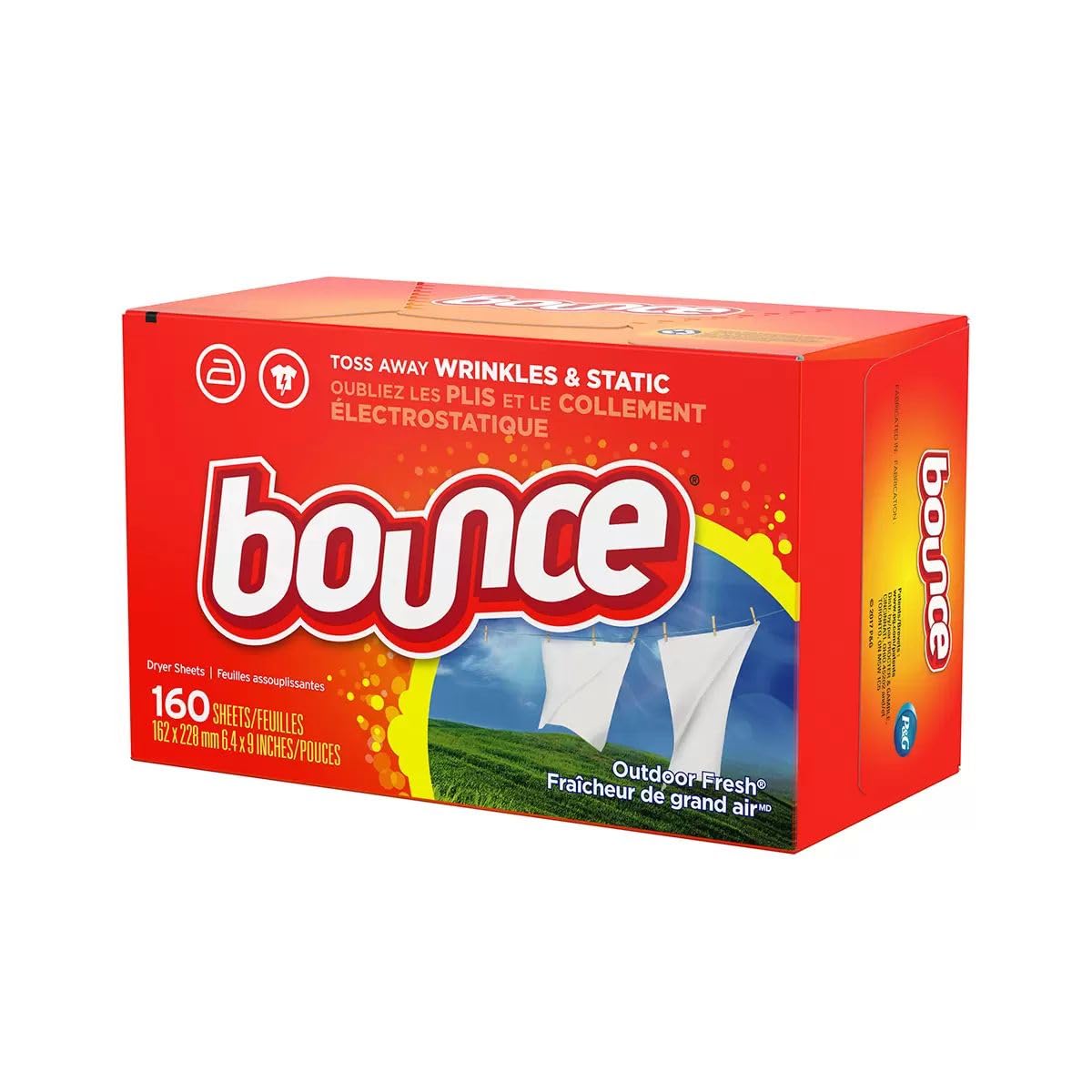 Bounce Fabric Softener Dryer Sheet Outdoor Fresh, 160 Sheets (Pack of 2)