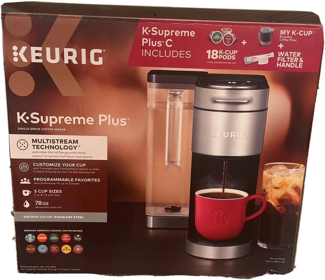 Keurig K-supreme Plus Single Serve Coffee Maker, Coffee Machine, MultiStream Technology, Customizable Strength and Temperature Settings, Programmable, 78oz Removable Reservoir, Stainless Steel