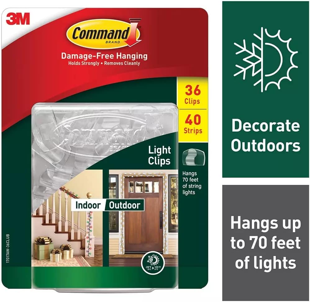 Command™ Outdoor Light Clips with Foam Strips 17017AW-36CLUB