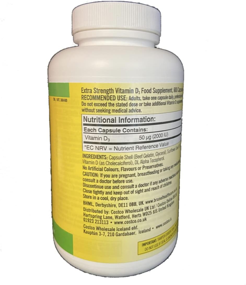 Kirkland Signature Maximum Strength Vitamin D3 2000 I.u., Soft Gels, 600-Count