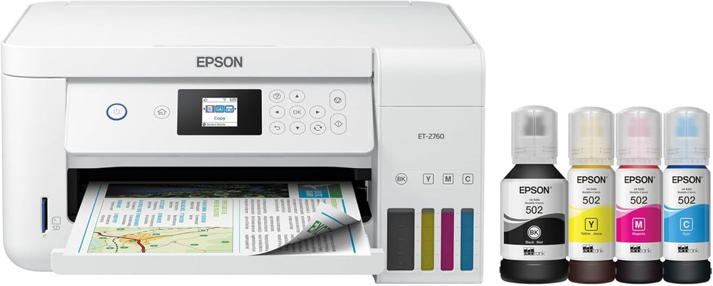 Epson EcoTank ET-2750 Wireless Color All-in-One Cartridge-Free Supertank Printer with Scanner, Copier and Ethernet, Regular