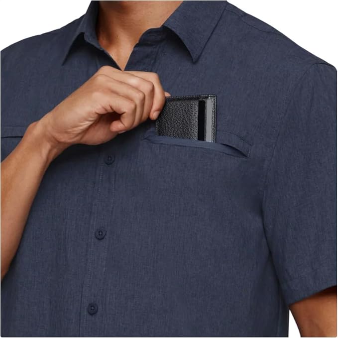 Orvis Men's UPF 30+ Quick Dry Moisture Wicking Button Up Short Sleeve Woven Tech Shirt with Pockets